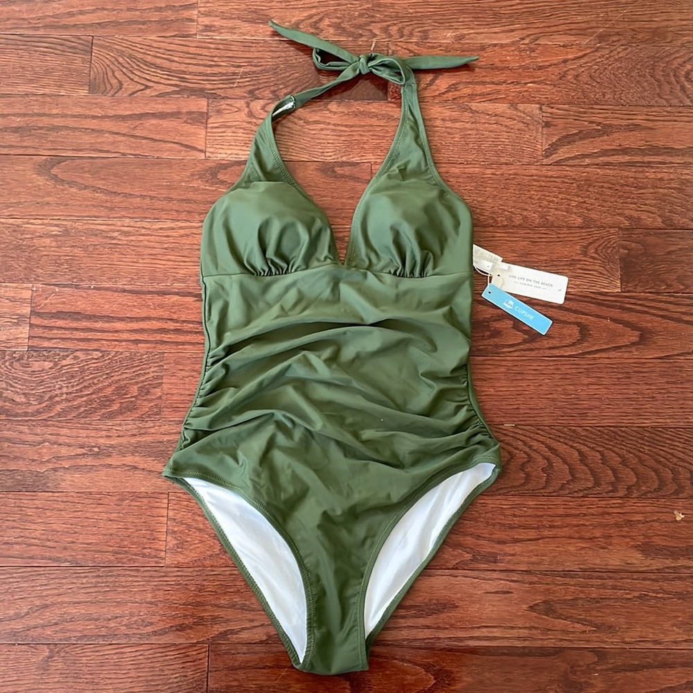 Green one piece swimsuit